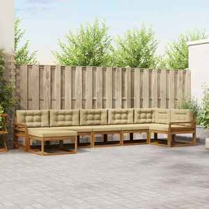 vidaXL Set de canapele de exterior cu pernă 7 pcs Natural și Bej imagine