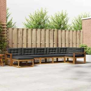 vidaXL Set de canapele de exterior cu pernă 7 pcs Natural și Antracit imagine