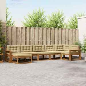 vidaXL Set de canapele de exterior cu pernă 7 pcs Natural și Bej imagine
