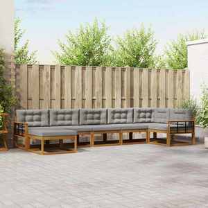 vidaXL Set de canapele de exterior 7 pcs Gri natural și deschis imagine