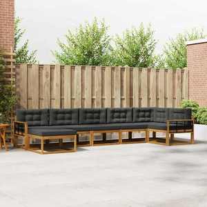 vidaXL Set de canapele de exterior cu pernă 7 pcs Natural și Antracit imagine