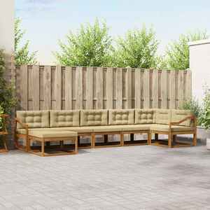 vidaXL Set de canapele de exterior cu pernă 7 pcs Natural și Bej imagine