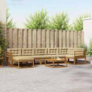 vidaXL Set de canapele de exterior cu pernă 8 pcs Natural și Bej imagine
