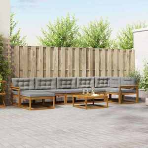 vidaXL Set de canapele de exterior 8 pcs Gri natural și deschis imagine