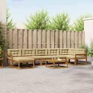 vidaXL Set de canapele de exterior cu pernă 8 pcs Natural și Bej imagine