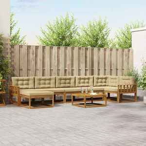 vidaXL Set de canapele de exterior cu pernă 8 pcs Natural și Bej imagine
