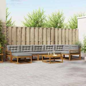 vidaXL Set de canapele de exterior 8 pcs Gri natural și deschis imagine