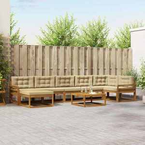 vidaXL Set de canapele de exterior cu pernă 8 pcs Natural și Bej imagine