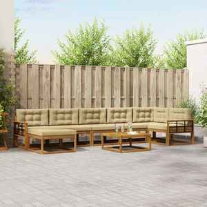 vidaXL Set de canapele de exterior cu pernă 8 pcs Natural și Bej imagine