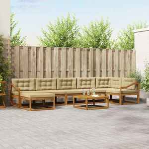 vidaXL Set de canapele de exterior cu pernă 8 pcs Natural și Bej imagine