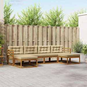 vidaXL Set de canapele de exterior cu pernă 6 pcs Natural și Bej imagine