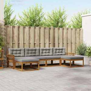 vidaXL Set de canapele de exterior 6 pcs Gri natural și deschis imagine