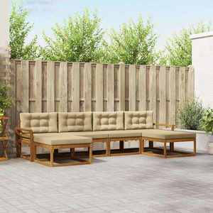 vidaXL Set de canapele de exterior cu pernă 6 pcs Natural și Bej imagine