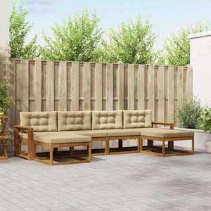 vidaXL Set de canapele de exterior cu pernă 6 pcs Natural și Bej imagine