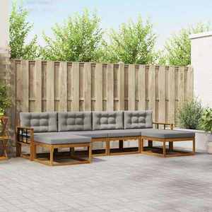 vidaXL Set de canapele de exterior 6 pcs Gri natural și deschis imagine