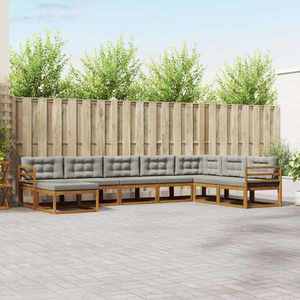 vidaXL Set de canapele de exterior 8 pcs Gri natural și deschis imagine