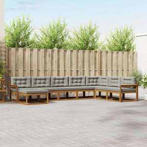 vidaXL Set de canapele de exterior 8 pcs Gri natural și deschis imagine
