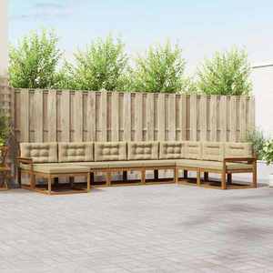 vidaXL Set de canapele de exterior cu pernă 8 pcs Natural și Bej imagine