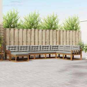 vidaXL Set de canapele de exterior 8 pcs Gri natural și deschis imagine