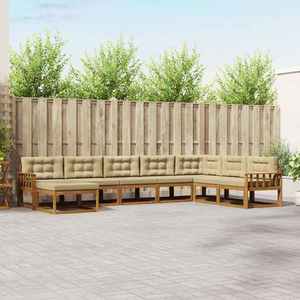 vidaXL Set de canapele de exterior cu pernă 8 pcs Natural și Bej imagine