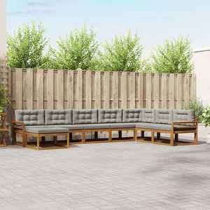 vidaXL Set de canapele de exterior 8 pcs Gri natural și deschis imagine