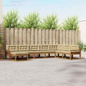 vidaXL Set de canapele de exterior cu pernă 8 pcs Natural și Bej imagine