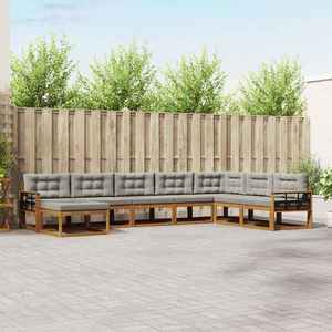 vidaXL Set de canapele de exterior 8 pcs Gri natural și deschis imagine
