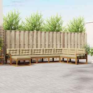 vidaXL Set de canapele de exterior cu pernă 8 pcs Natural și Bej imagine