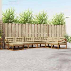 vidaXL Set de canapele de exterior cu pernă 8 pcs Natural și Bej imagine