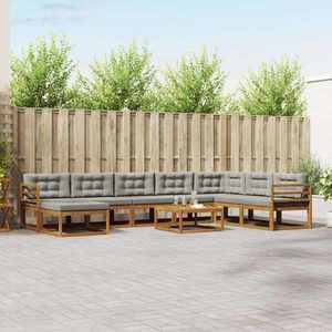 vidaXL Set de canapele de exterior 9 pcs Gri natural și deschis imagine