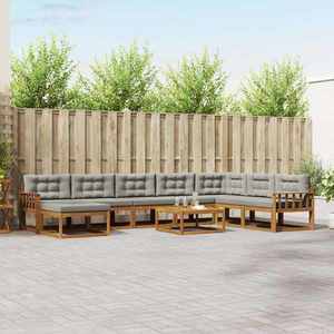 vidaXL Set de canapele de exterior 9 pcs Gri natural și deschis imagine