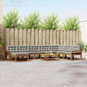 vidaXL Set de canapele de exterior 9 pcs Gri natural și deschis imagine