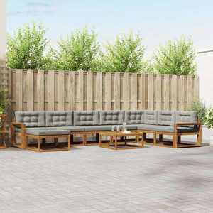 vidaXL Set de canapele de exterior 9 pcs Gri natural și deschis imagine