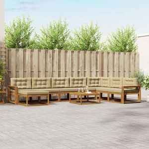 vidaXL Set de canapele de exterior cu pernă 9 pcs Natural și Bej imagine