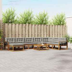 vidaXL Set de canapele de exterior 9 pcs Gri natural și deschis imagine