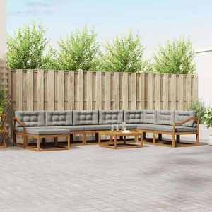 vidaXL Set de canapele de exterior 9 pcs Gri natural și deschis imagine