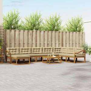 vidaXL Set de canapele de exterior cu pernă 9 pcs Natural și Bej imagine
