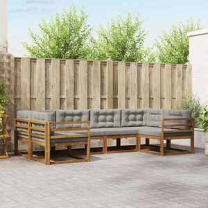 vidaXL Set de canapele de exterior 6 pcs Gri natural și deschis imagine