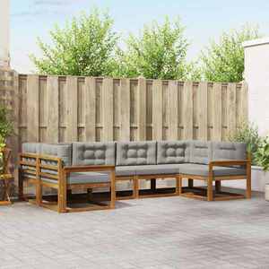 vidaXL Set de canapele de exterior 6 pcs Gri natural și deschis imagine