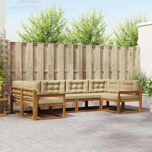 vidaXL Set de canapele de exterior cu pernă 6 pcs Natural și Bej imagine
