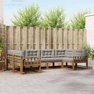 vidaXL Set de canapele de exterior 6 pcs Gri natural și deschis imagine