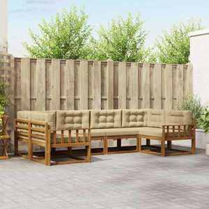 vidaXL Set de canapele de exterior cu pernă 6 pcs Natural și Bej imagine