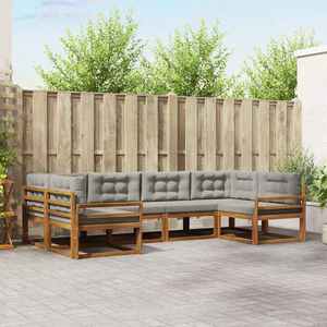 vidaXL Set de canapele de exterior 6 pcs Gri natural și deschis imagine