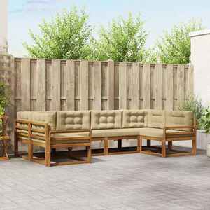 vidaXL Set de canapele de exterior cu pernă 6 pcs Natural și Bej imagine