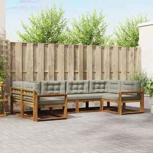 vidaXL Set de canapele de exterior 6 pcs Gri natural și deschis imagine