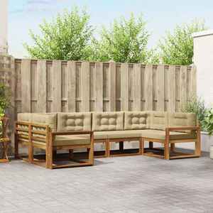 vidaXL Set de canapele de exterior cu pernă 6 pcs Natural și Bej imagine