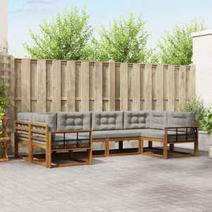 vidaXL Set de canapele de exterior 6 pcs Gri natural și deschis imagine