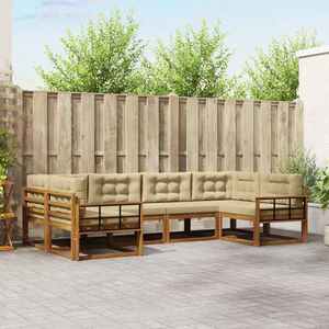 vidaXL Set de canapele de exterior cu pernă 6 pcs Natural și Bej imagine