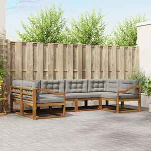vidaXL Set de canapele de exterior 6 pcs Gri natural și deschis imagine