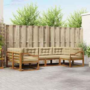 vidaXL Set de canapele de exterior cu pernă 6 pcs Natural și Bej imagine